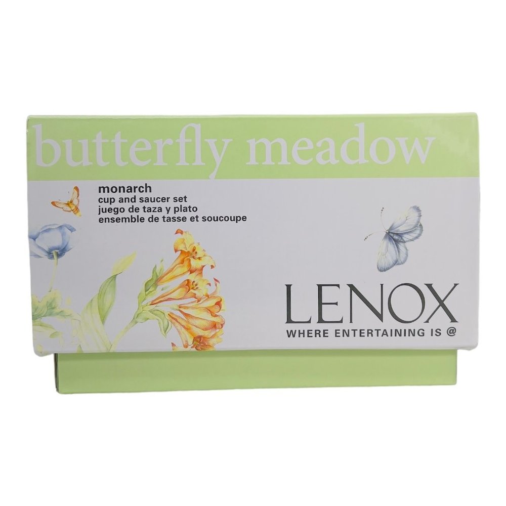 Lenox Butterfly Meadow Monarch Cup and Saucer Set New in Box - Picture 6 of 12